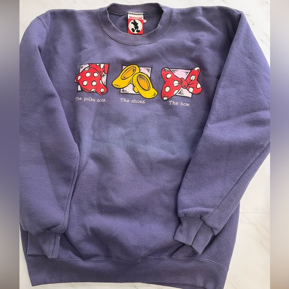 Disney Tops - VTG Minnie Mouse Sweatshirt Purple Double Sided 90’s Disney MADE IN USA Size M